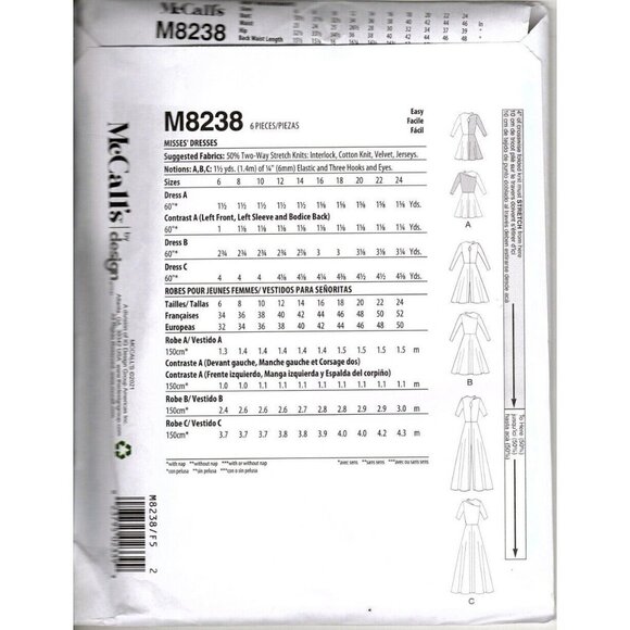 McCall's M8238 Misses 16 to 24 Easy Keyhole Dress Uncut Sewing Pattern - Picture 2 of 2